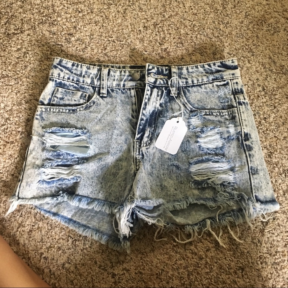 Acid wash jean shorts